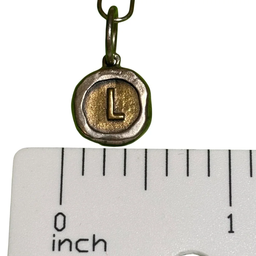 Waxing Poetic Sterling Silver Brass Letter L Seal Charm Pendant 925 Mixed Metal